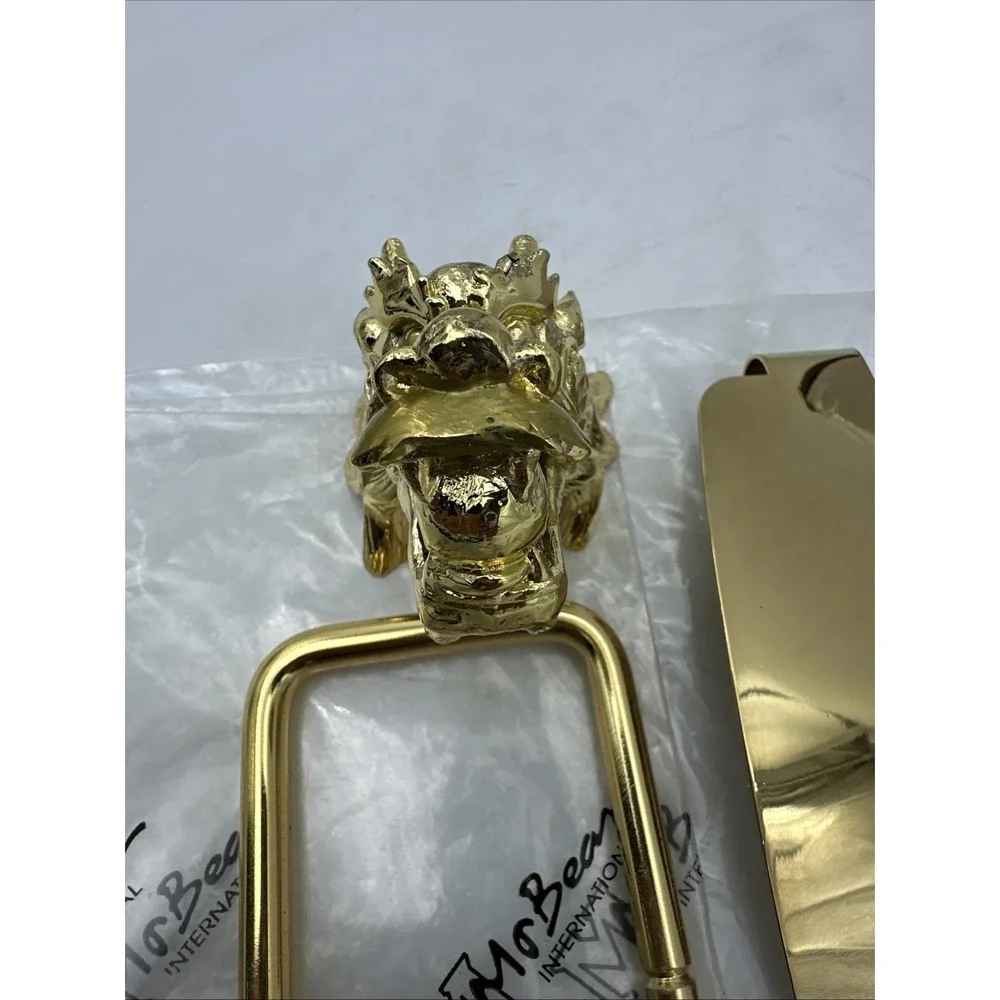 Metal Gold Tone Dragon Bath Toilet Paper Holder